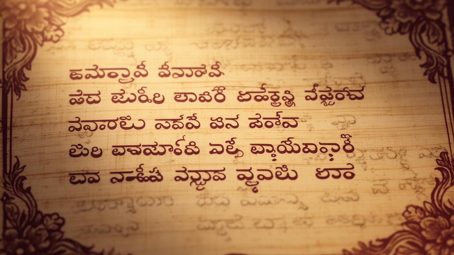 Telugu palm-leaf manuscript with classical calligraphy